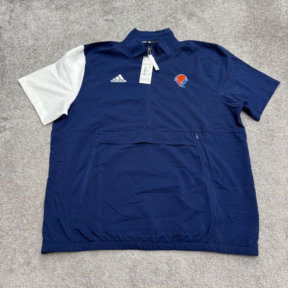 Adidas Bucknell University Bison Stadium 1/2 Zip Short Sleeve Jacket Large Blue